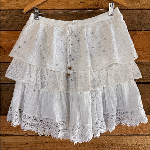 Boho Mini Skirt Ruffle & Patch Size L NWT - Picture 9 of 11